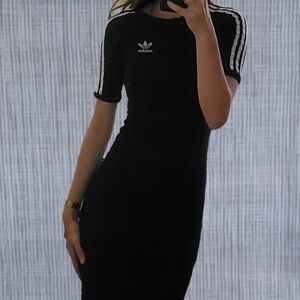 Adidas Navy Blue Midi Dress with White Stripes